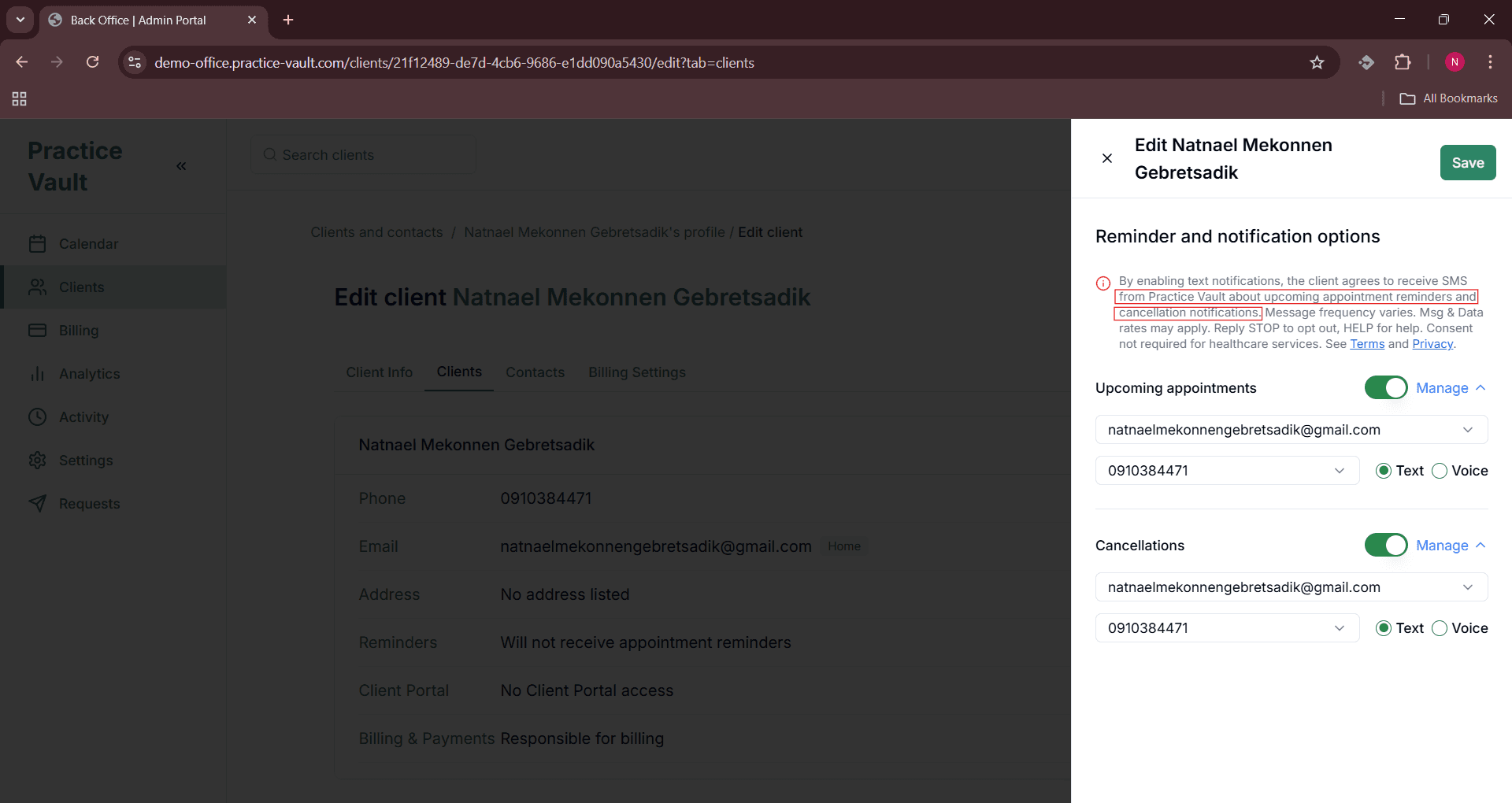 Back Office - Dynamic Notification Preferences